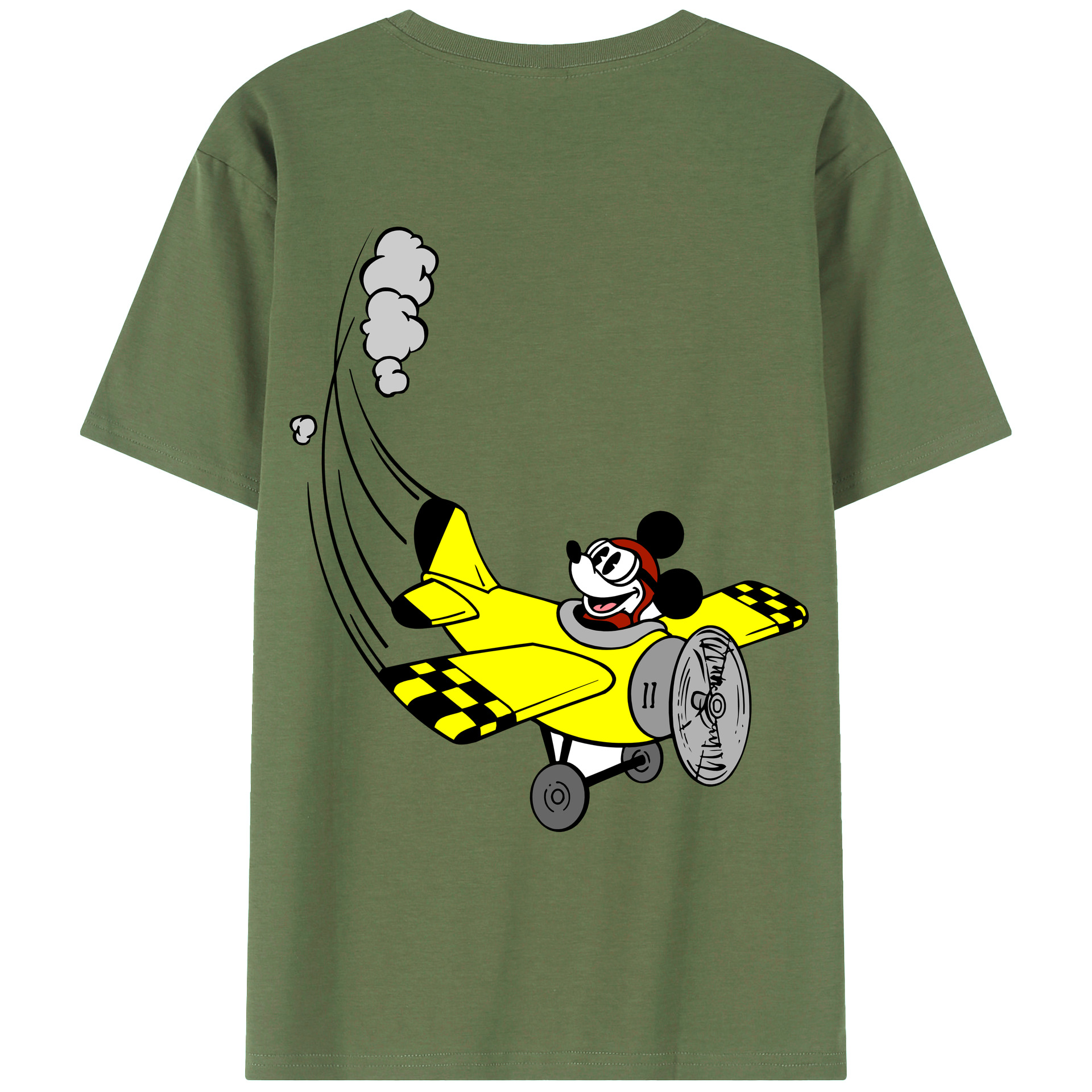 ミッキーマウス Mickey Mouse 綿100％ メンズ半袖Tシャツ（バックプリント） 通気性